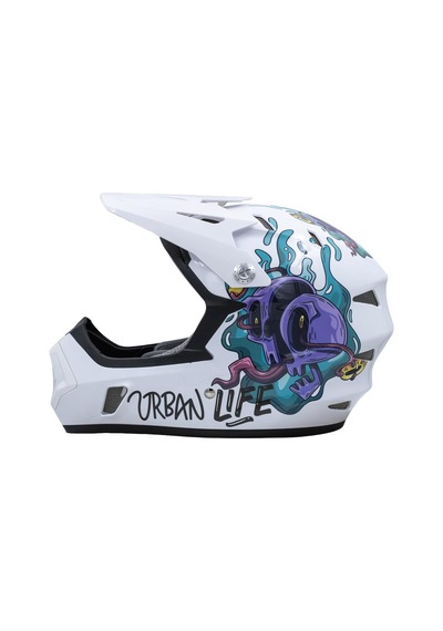 Raptor Gravıty Varsity Chaos Full Face Freeride Bisiklet Motosiklet Kaskı Medium Beden Beyaz Mor