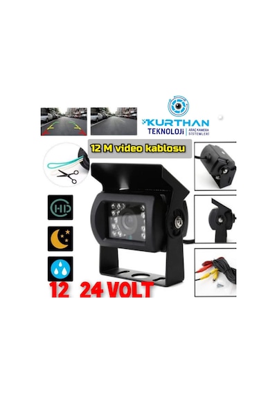 Tır Kamyon Uyumlu Metal Kasa 18 Ir Led Araç Kamera 12 24 V