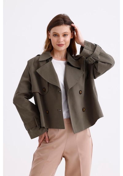 Pastelastore %100 Pamuk Gabardin Astarlı Oversize Geniş Kalıp Kadın Crop Kısa Trençkot 1122 Haki Pastelastore %100 Pamuk Gabardin Astarlı Oversize Geniş Kalıp Kadın Crop Kısa Trençkot 1122 Haki
