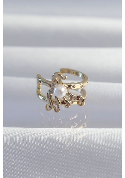Pirinç Gold Renk İncili Ahtapot Earcuff Küpe Eb-53-vice/ 1395 3095 Çok Renkli