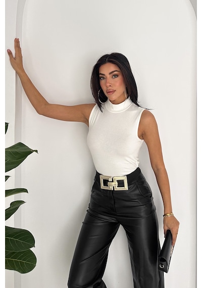 Noa & Noa Kadın Kolsuz Boğazlı Basic Body Sleek Core Beyaz Noa & Noa Kadın Kolsuz Boğazlı Basic Body Sleek Core Beyaz