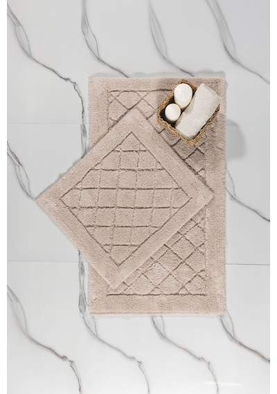Elart Frio Banyo Halısı Paspas Takımı Pamuklu 2 Adet 60x100 Cm Bej Bej
