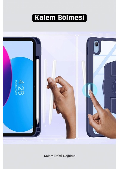 Apple Uyumlu iPad Air 11 İnç 2024 M2 Çipli 6.nesil 360 Dönebilen Standlı Pino Tablet Kılıfı