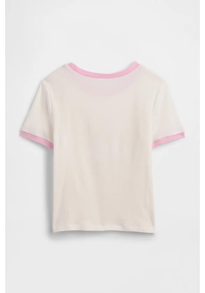Gap Kız Çocuk Ringer Grafik Baskılı Beyaz T-shirt-14926