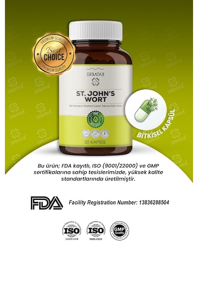 Erbatab St. John's Wort Sarı Kantaron Eki 30 Kapsül Erbatab St. John's Wort Sarı Kantaron Eki 30 Kapsül
