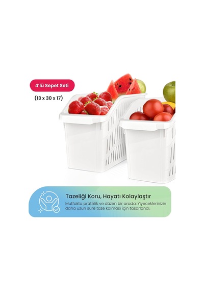 Tr Hobby Life Orgamix 4'lü Dar Buzdolabı Ve Dolap İçi Düzenleyici Set Hava Alan Kanallı, Sebze Ve Meyve Sepeti Diğer