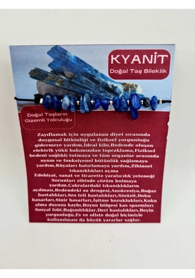 Gümüştel El Sanatları Sertifikalı Doğal Kyanit Taşı Bileklik Orijinal Doğal Taş Çok Renkli