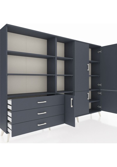 Arges Dolap 11 Raflı 3 Çekmeceli 5 Kapaklı 220x30x163 Antrasit-an Antrasit-antrasit Arges Dolap 11 Raflı 3 Çekmeceli 5 Kapaklı 220x30x163 Antrasit-an Antrasit-antrasit