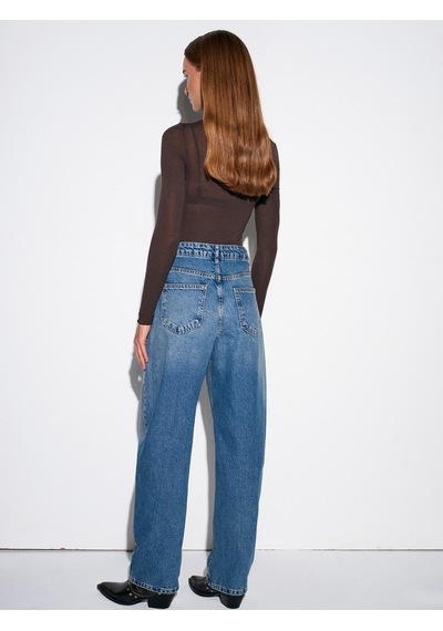 Dilvin 72070 %100 Pamuk Baggy Jean-mavi Mavi