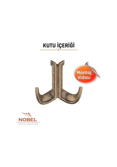 Marmaris Lüks Askı, Metal, Vestiyer Askı, 85 Gr, Dolap Askılık, Duvar Askılığı, Antik Sarı Vidalı 5 Adet