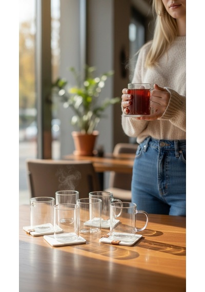 Bymyhand Borosilikat Isıya Ateşe Dayanıklı Termisil Kulplu Çay Bardağı Kahve Bardağı 6'lı Set 200 Ml Şeffaf