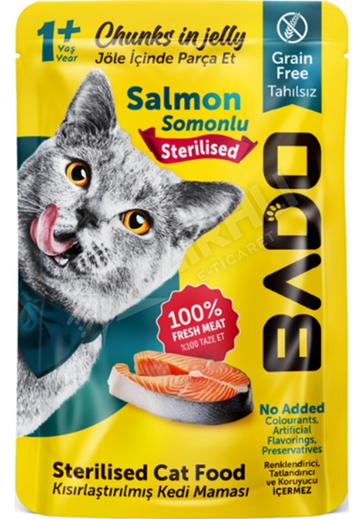 5 Adet Bado Yetişkin Kedi Yaş Mama Sterilised Kısır Somonlu 85 Gr