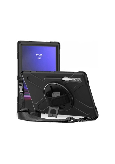 Galaxy Uyumlu  Tab S8 Ultra Omsy Defender Tablet Silikon - Siyah Arka Kapak