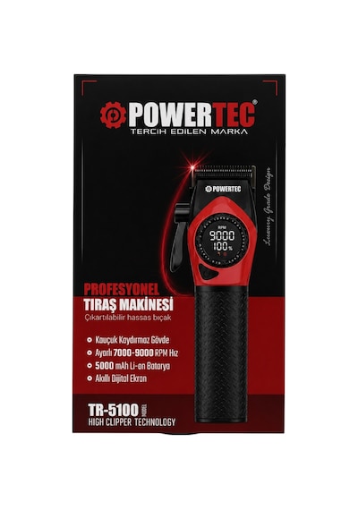 Tr-5100 Profesyonel Saç Tıraş Makinesi 9000 Rpm Dijital Ekran 5000 Mah Li-ion Batarya Şarjlı Berber Tipi Clipper