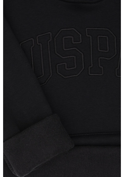 U.S. Polo Assn. Kız Çocuk Siyah Kapüşonlu Şardonlu Basic Sweatshirt 50314311-VR046