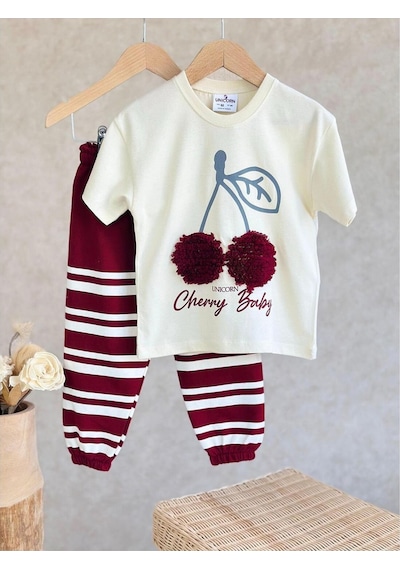 My Kids Wear Renkli Desenli Çocuk Alt Üst Takım Ekru
