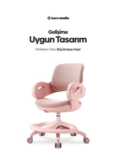 Olinda Ergonomik Çocuk Çalışma Koltuğu Pembe