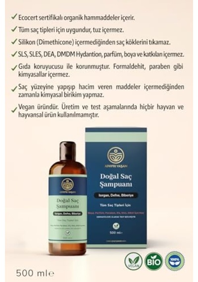 Ayrex Isırgan Defne Biberiye Özlü Tüm Saç Tipleri İçin Besleyici Ve Onarıcı Şampuan 500 Ml
