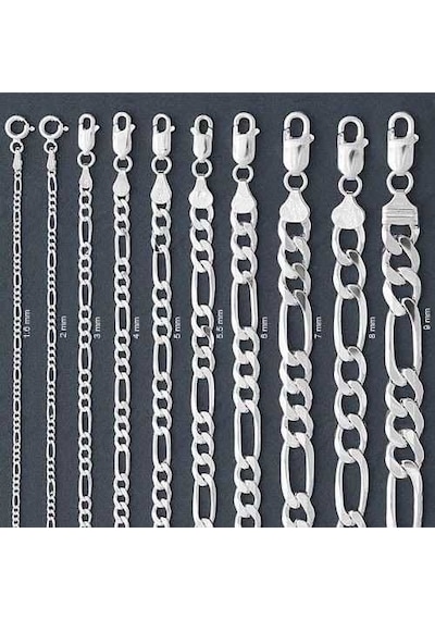 6.30 mm Gümüş Figaro Zincir - 180 mikron