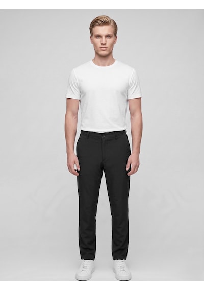 Plus Scorpion Erkek Yazlık Bağcıklı Kumaş Pantolon Slim Fit Rahat Kesim Günlük Pantolon Siyah
