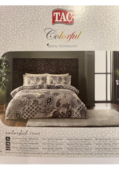 Taç Saten Digital Colorful Oriend Çk Nevresim Takımı Kahve