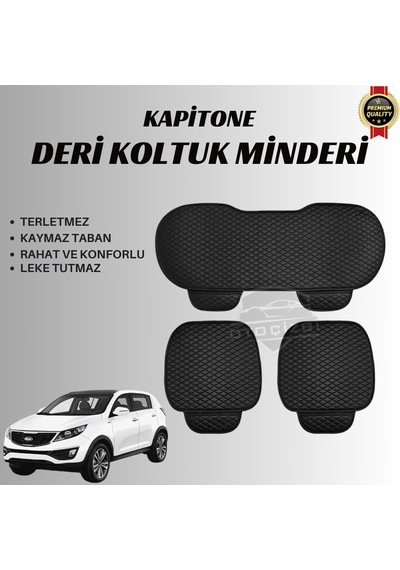 Kia Sportage 2016 Uyumlu Deri Kapitone Koltuk Minderi Koruma Kılıfı 3 Lü Set