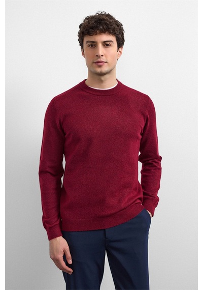 Back And Bond Bordo Regular Fit Bisiklet Yaka Triko Kazak