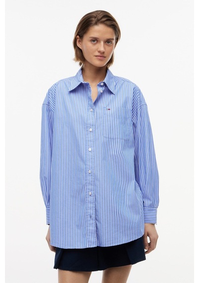 Tommy Hilfiger Tjw Kadın Oversize Essential Asil Mavi/çizgili Gömlek Ext-16428