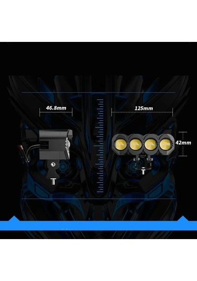 Motosiklet 4 Led Lazer Sis Farı 2 Adet Delici Beyaz Sarı Çift Renk Metal Baykuş Led Işık
