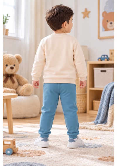 Tucankids Erkek Çocuk Eşofman Takımı Ayıcık Baskılı Sweatshirt Jogger Alt 2 Li Takım Bej - Turkuaz Tucankids Erkek Çocuk Eşofman Takımı Ayıcık Baskılı Sweatshirt Jogger Alt 2 Li Takım Bej - Turkuaz