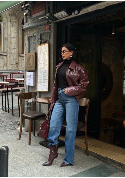 Meecy Kadın Yüksek Bel Kemer Detaylı Palazzo Likralı Kot Pantolon Lacivert Lacivert