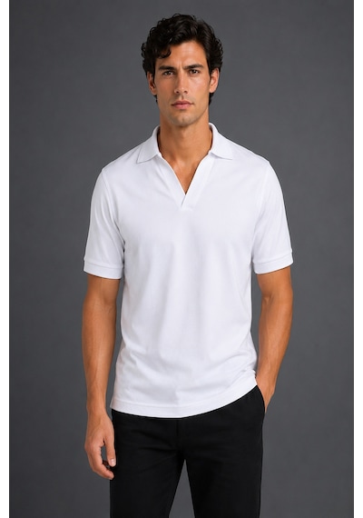 Bisse Beyaz Jakarli Kaleci Yaka Tshirt Ts26y26104 D01