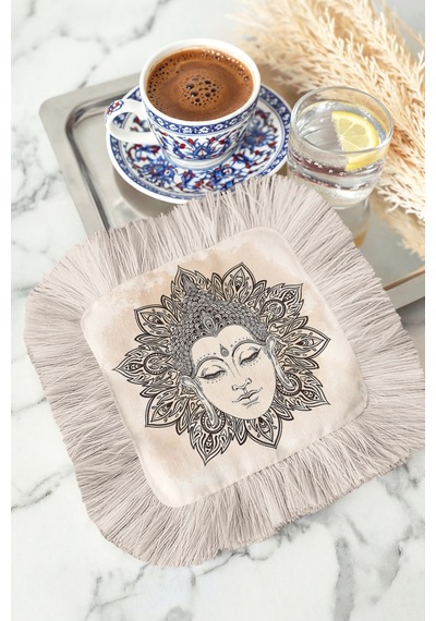 Buddha Mandala Motifli Saçaklı Sunum Peçetesi - Meditasyon Temalı Bohem Bej Bardak Altlığı Mendil Koyu Okyanus Aqua Buddha Mandala Motifli Saçaklı Sunum Peçetesi - Meditasyon Temalı Bohem Bej Bardak Altlığı Mendil Koyu Okyanus Aqua