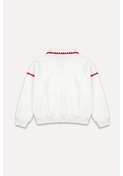 Defacto Polo Yaka Baskılı Kalın Sweatshirt Kumaşı Sweatshirt Kız Bebek I0898a526auer105 Ekru-er105
