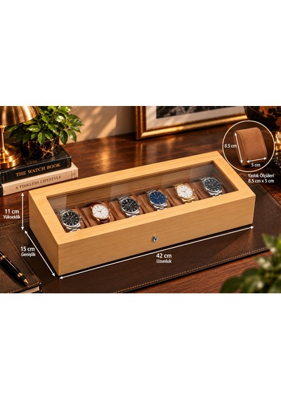 Saat Kutusu 6'lı Piano Cream Ahşap