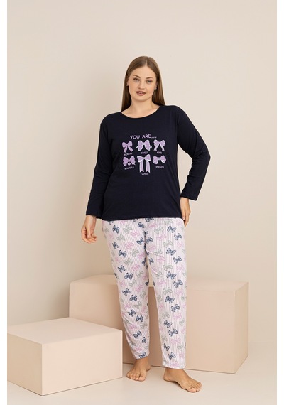 Rindahomewear Büyük Beden Süprem Pijama Takımı Lacivert
