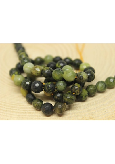 Peridot (Zebercet) Taşı Koyu Renk Faset Kesim Yarım Dizi 6 MM (23160) 18 CM Kırmızı