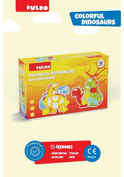 Puedo Colorful Dinosaurs Eşleştirme Oyunu Eva Dinozor Şekil Renk Eğitici 3+ Oyuncak