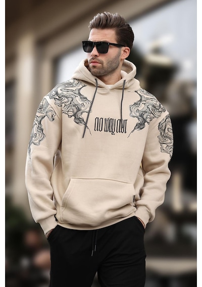 Madmext Bej Kapüşonlu Cep Detaylı Baskılı Erkek Sweatshirt 7052-bej Bej Madmext Bej Kapüşonlu Cep Detaylı Baskılı Erkek Sweatshirt 7052-bej Bej