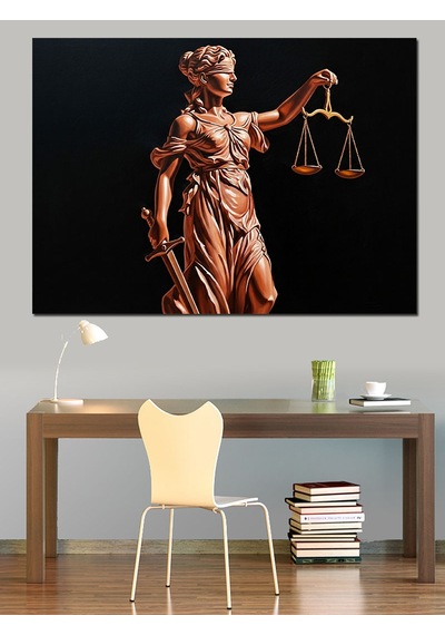 Adalet Heykeli Terazisi Sanat Dekoratif Kanvas - Mdf Ahşap Tablo