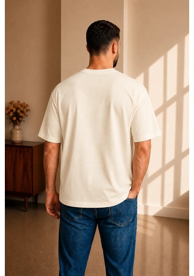 Sngl Tekstil Erkek Oversize Amerika Bayrak Baskılı Kısa Kollu Tişört S M L Xl 2xl Ekru