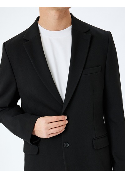Koton Slim Fit Viskon Karışımlı Cepli Pike Kumaş Mono Yaka Düğmeli Blazer Ceket Siyah 5sam50008hk Siyah Koton Slim Fit Viskon Karışımlı Cepli Pike Kumaş Mono Yaka Düğmeli Blazer Ceket Siyah 5sam50008hk Siyah