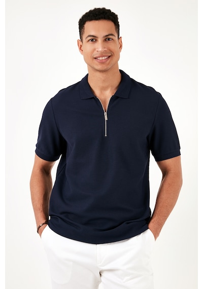 Buratti Pamuklu Regular Fit Yarım Fermuarlı 3'Lü Paket Erkek Polo Yaka T Shirt 5902434S3 Siyah-Ekru-Indigo