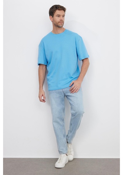 Tudors Unisex Oversize Geniş Kesim %100 Pamuk Yumuşak Dokulu Basic Bisiklet Yaka Mavi Tişört-35176 Mavi Tudors Unisex Oversize Geniş Kesim %100 Pamuk Yumuşak Dokulu Basic Bisiklet Yaka Mavi Tişört-35176 Mavi