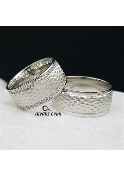 Cnc Zeminli Çift Gümüş Alyans