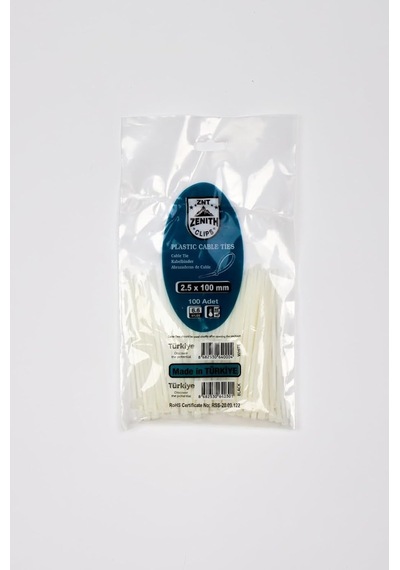 2,5x100 Beyaz Kablo Bağı & Plastik Kelepçe & Cırt Kelepçe 100 Adet Paket