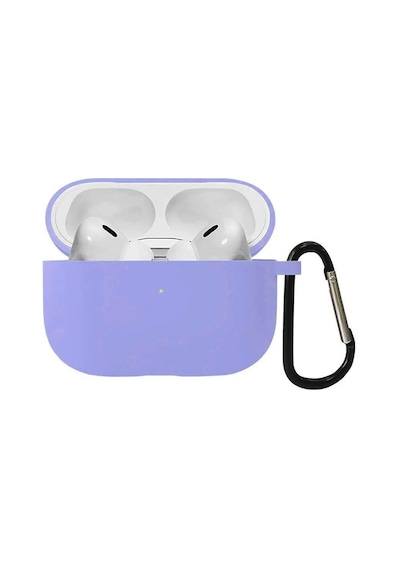 Koodmax Apple Uyumlu AirPods Pro 2. Nesil Silikon Kılıf + Metal Kopça - Mor