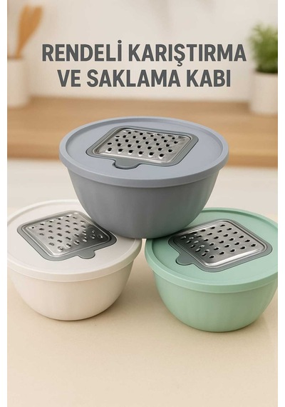 4 Prc Eğimli Rendeli Karıştırma Plastik Mikser Kabı Mix Renk 2,5 Lt Çok Renkli 5 Lt