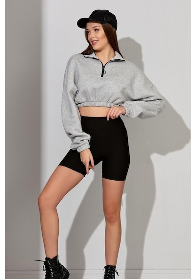 Alexander Gardi Alexandergardı Kadın Fermuarlı Crop Sweatshirt (B22-11000)