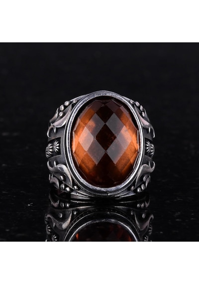 Sultanite Yapay Taş Yüzük, 925 Ayar Gümüş Yüzük, Tasarım Gümüş Erkek Yüzüğü Gümüş